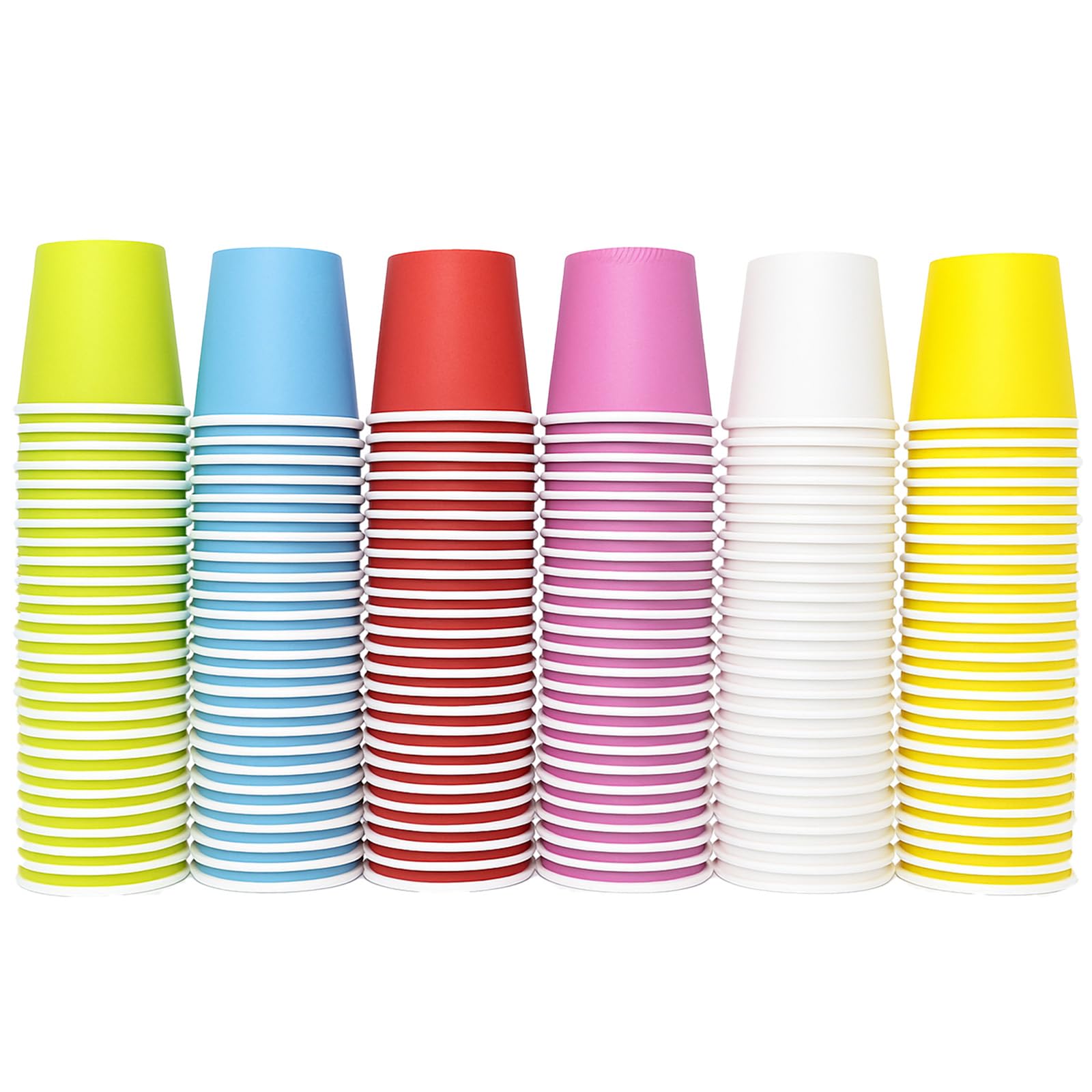 ZHYOPING 150PCS 2oz/50ml Disposable Paper Cups – Small Colourful Mini Cups for Bathroom Mouthwash, Espresso, Sampling, Condiment, Party, Kids Crafts, Jelly, Sauce – Hot & Cold Beverage Cups, 6 Colours