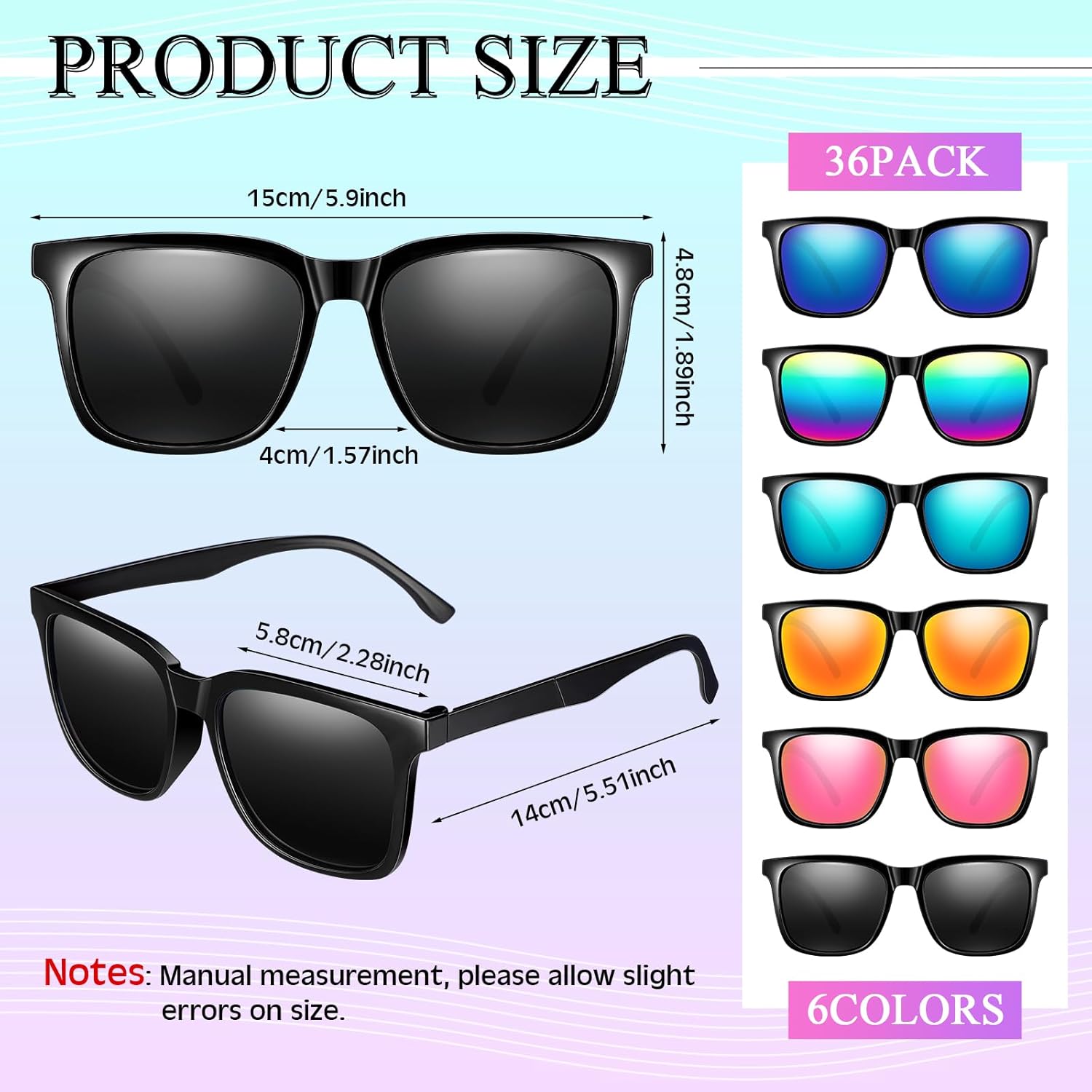 Umigy 36 Pcs Sunglasses Bulk Retro Plastic Sunglasses Vintage Party Favors for Women Men Wedding Cosplay