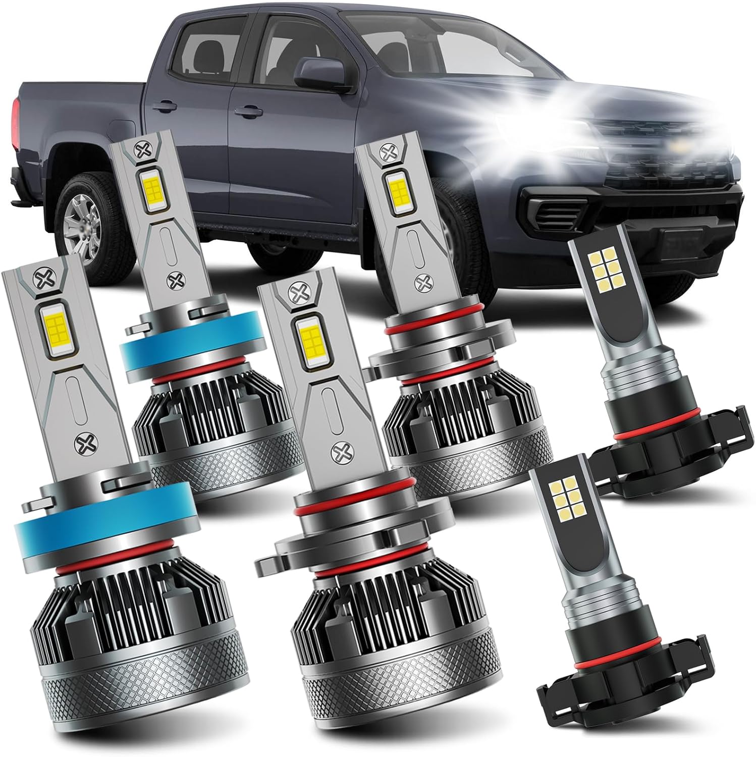 AWALITED Fits for 2013-2022 Chevrolet Colorado High Low Beam Fog Lights Bulbs Combo, 6000K White Plug-and-Play Super Bright Light Bulbs, Pack of 6