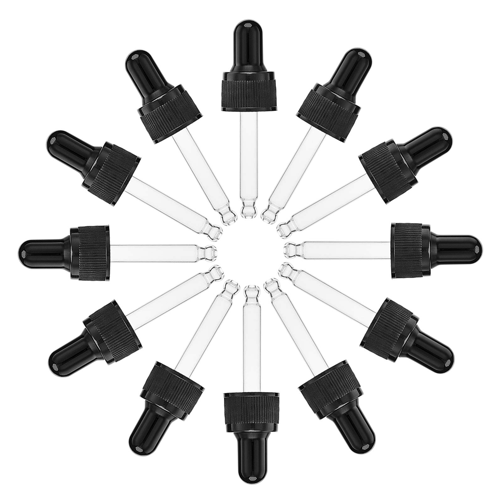 SUPERFINDINGS 24 Pz Contagocce in Vetro da 10 ml con Punta Dritta, Bulbo in Gomma e Tappo A Vite per Flaconi di Oli Essenziali