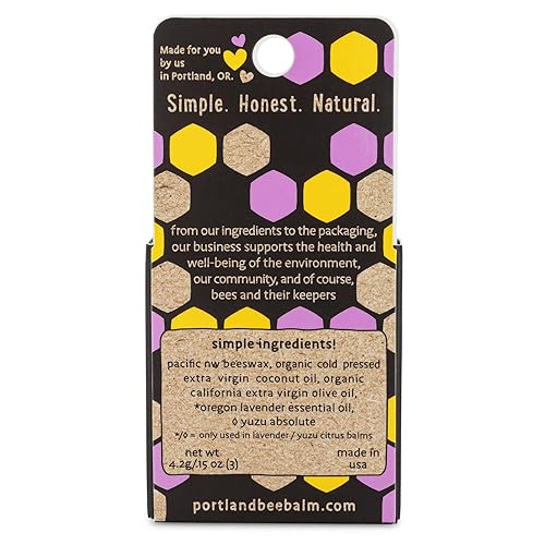 Miniatura 2 de Portland Bee Balm Bálsamo labial a base de cera de abeja natural hecho a mano, sin perfume, surtido de cítricos yuzu y lavanda, 3