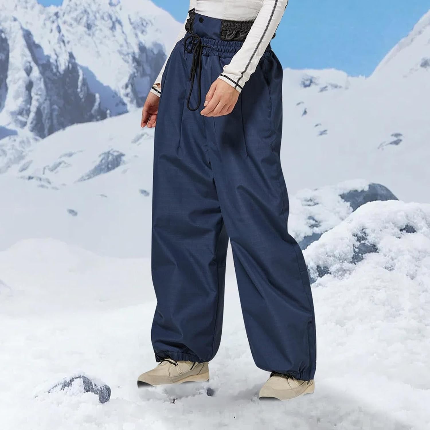 Snow Bibs for Men Women Waterproof Warm Snowboard Pants Windproof Winter Hiking Jumpsuit Outdoor Loose Overalls