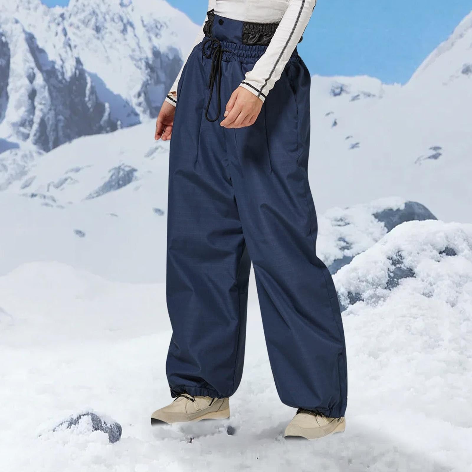 Generico Pantaloni Neve Uomo Imbottiti Pantalone Neve Invernali Baggy Snowboard Pants Caldo Pantaloni Sci Tecnici Salopette Trekking