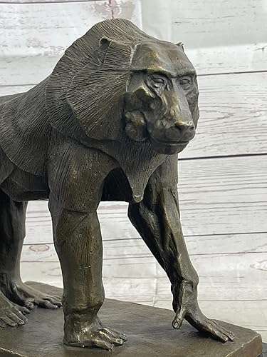 Miniatura 7 de Think Bronze - Estatua de babuino de bronce macizo 100 % con arte de primate, figura de jardín, decoración decorativa de regalo