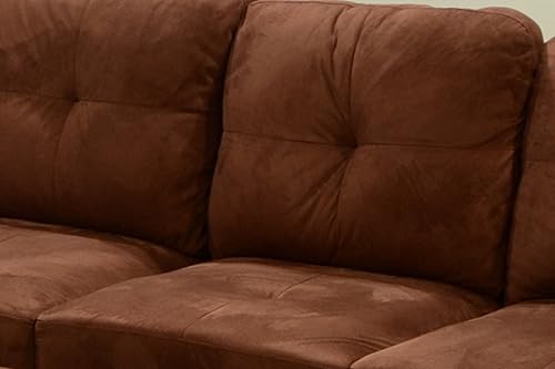 Miniatura 5 de Beverly Fine Furniture Andes - Juego de sofá de microfibra con piel sintética con otomana, color rojo frambuesa Marrón Chocolate,Rojo frambuesa