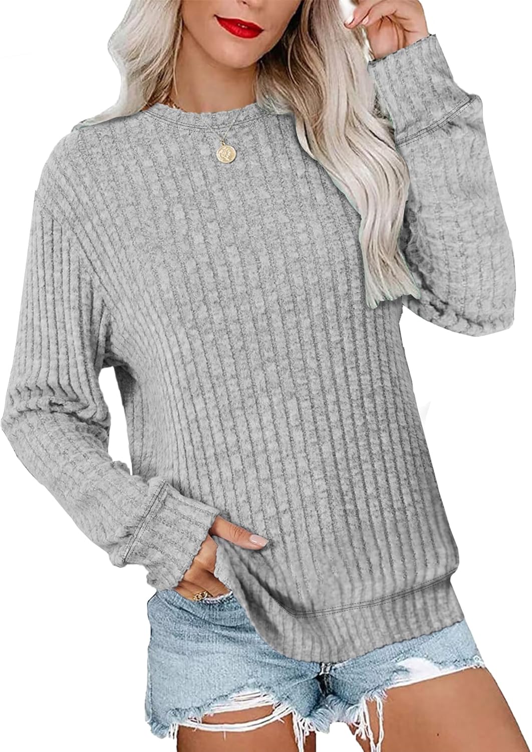 Women Casual Sweatshirt Tops Long Sleeve Crew Neck Cute Fashion Pullover Solid Loose Fit Shirts Lightweight Sweater Women Casual Sweatshirt Tops Long Sleeve Crew Neck Cute Fashion Pullover Solid Loose Fit Shirts Lightweight Sweater