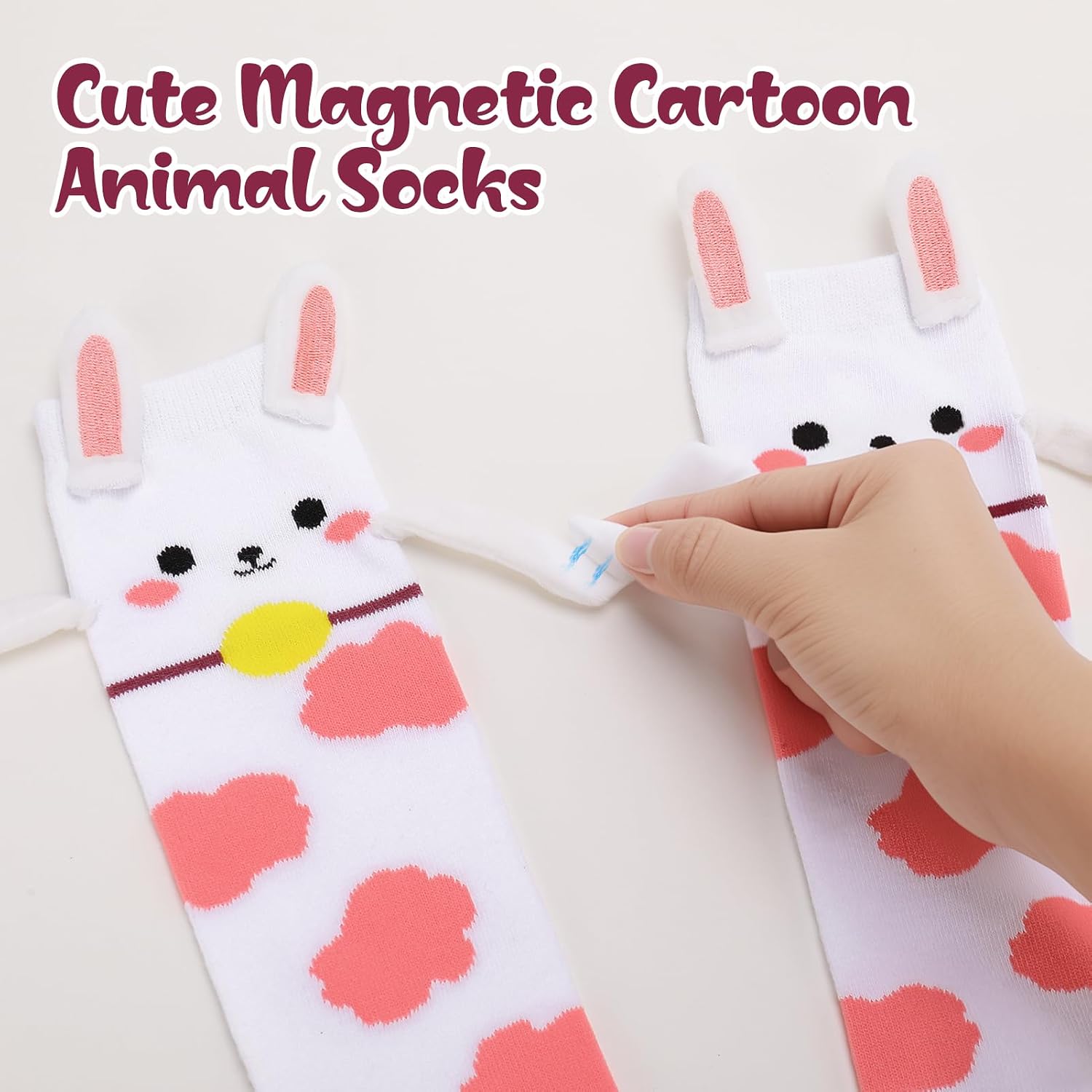 Cute Magnetic Holding Hands Socks Funny Couple Socks Novelty Magnetic Animal Stripe Sock for Adults Teens