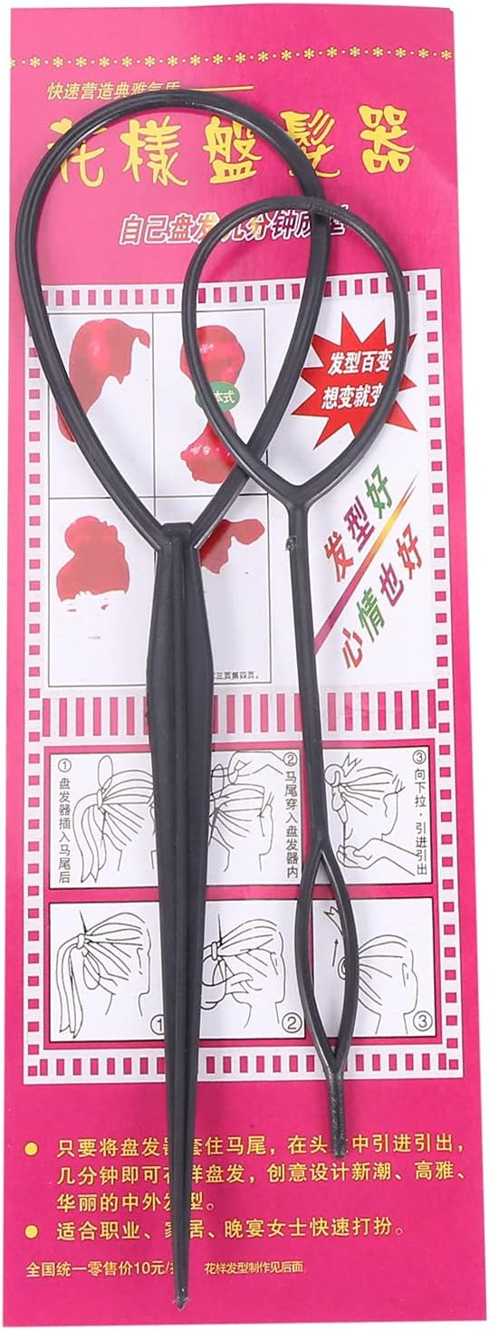 2 pcs Topsy Tail Hair Styler Hair Style Hair Twister Snare Loop Black