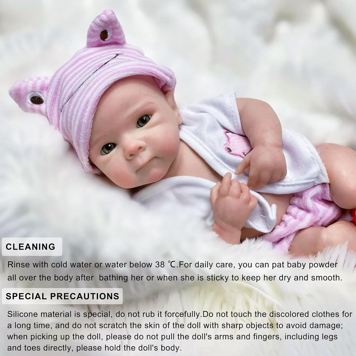 Gileutay 12 inch Lifelike Reborn Baby Dolls Full Body Silicone Baby Doll Girl Realistic Newborn Dolls that Look Like Real Life Babies image 5