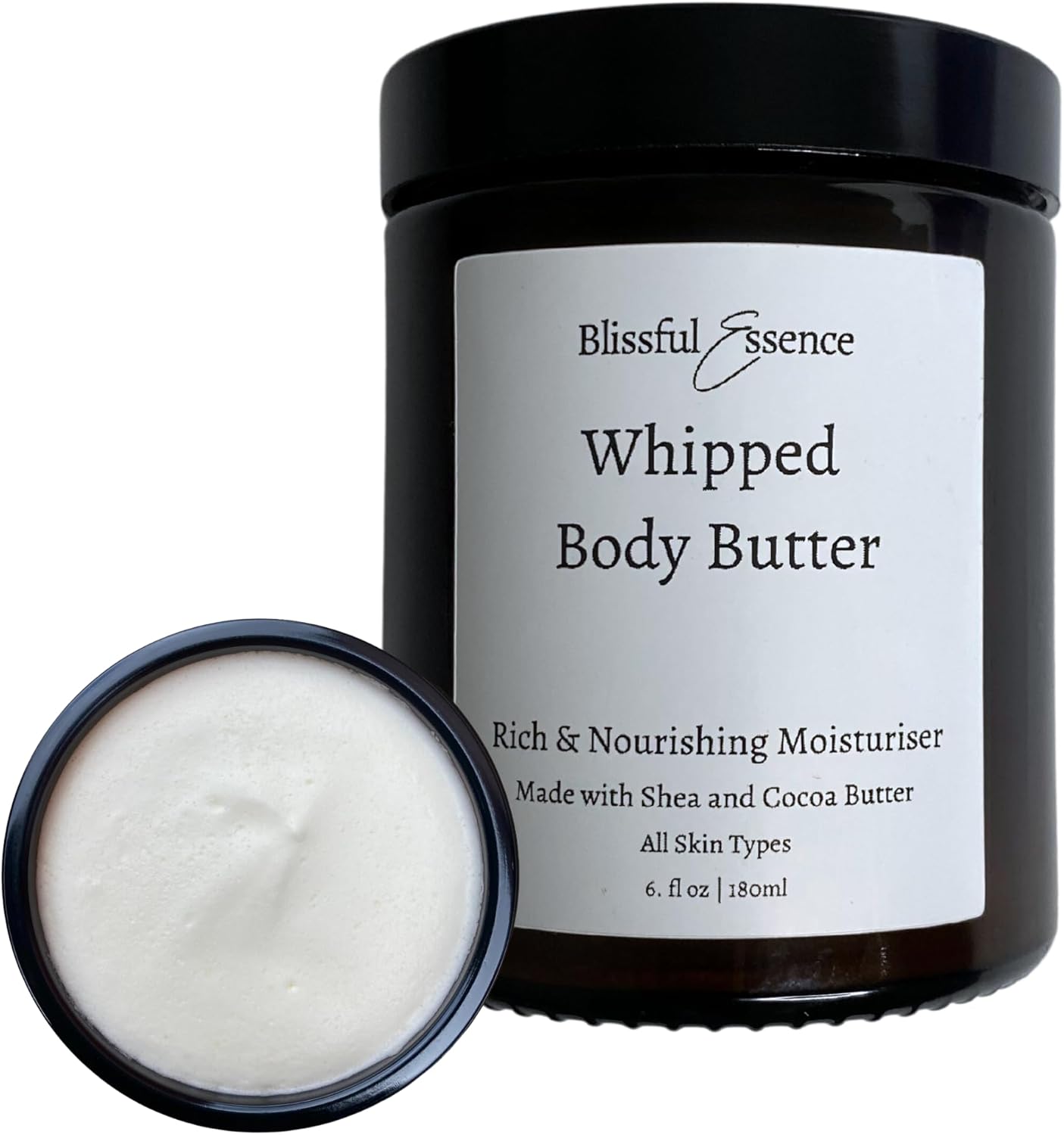 Whipped Body Butter | All Natural Intense Moisturiser | Vitamin E, Shea & Cocoa Butter for All Skin Types, Glass Jar (180ml, Unscented) Whipped Body Butter | All Natural Intense Moisturiser | Vitamin E, Shea & Cocoa Butter for All Skin Types, Glass Jar (180ml, Unscented)
