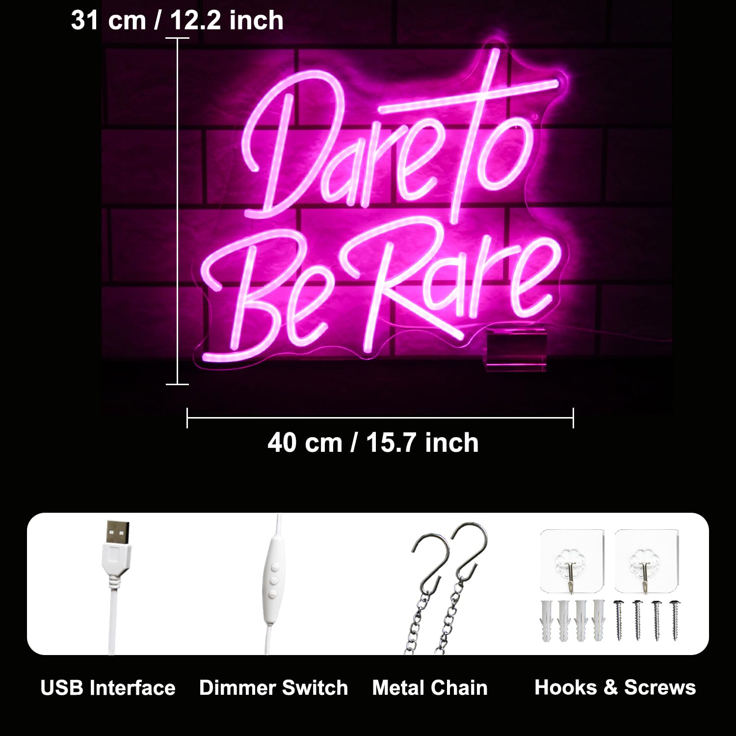 Letrero LED de neón rosa para decoración de dormitorio, regalo para niña