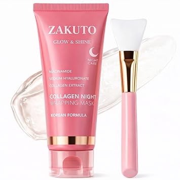 Collagen Night Wrapping Mask, Collagen Face Mask | Korean Skincare Formula, Overnight Peel-off Wrapping Mask with Hydrolyzed Collagen, Niacinamide & Hyaluronic Acid