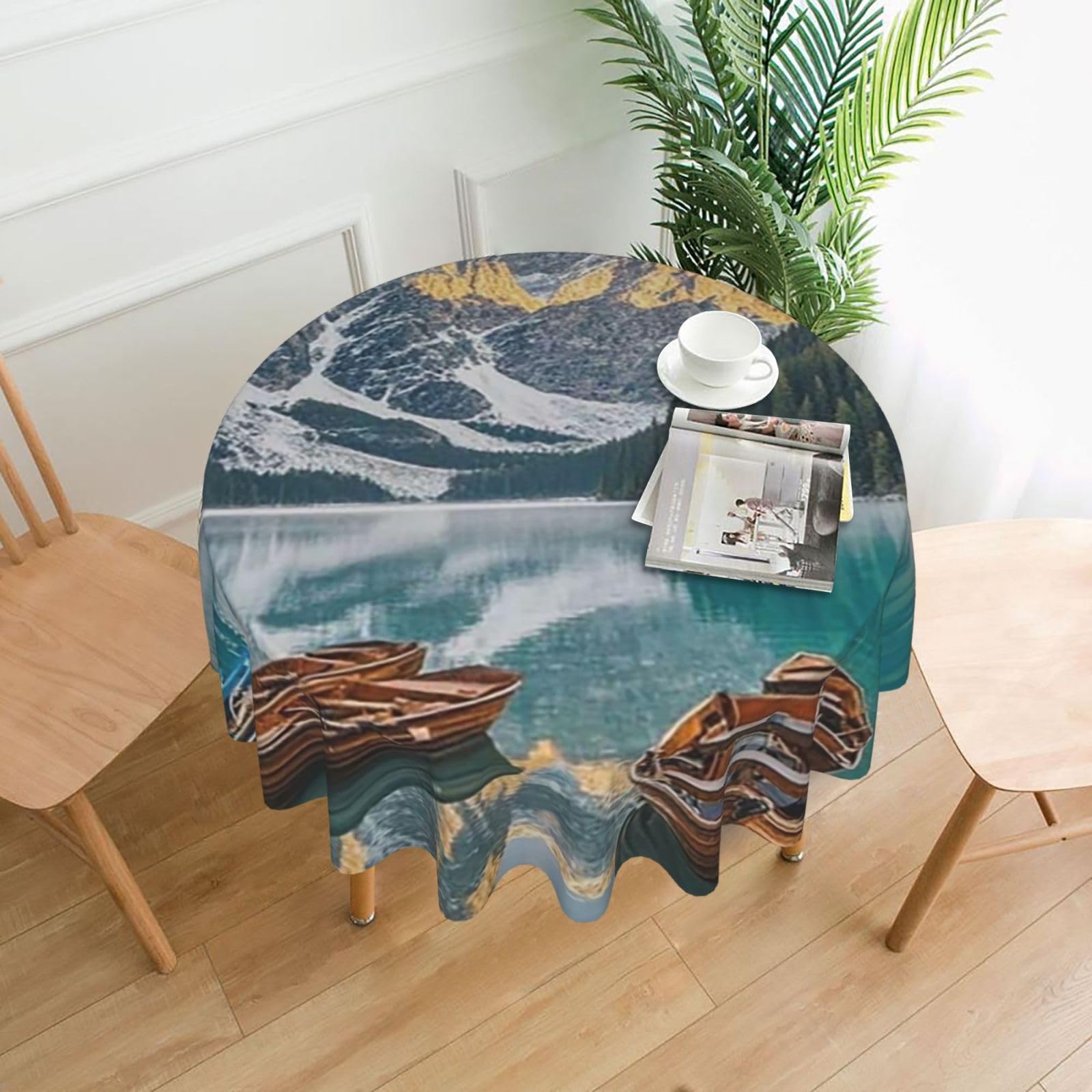 Nappe ronde infroissable et imperméable pour table de jardin extérieure