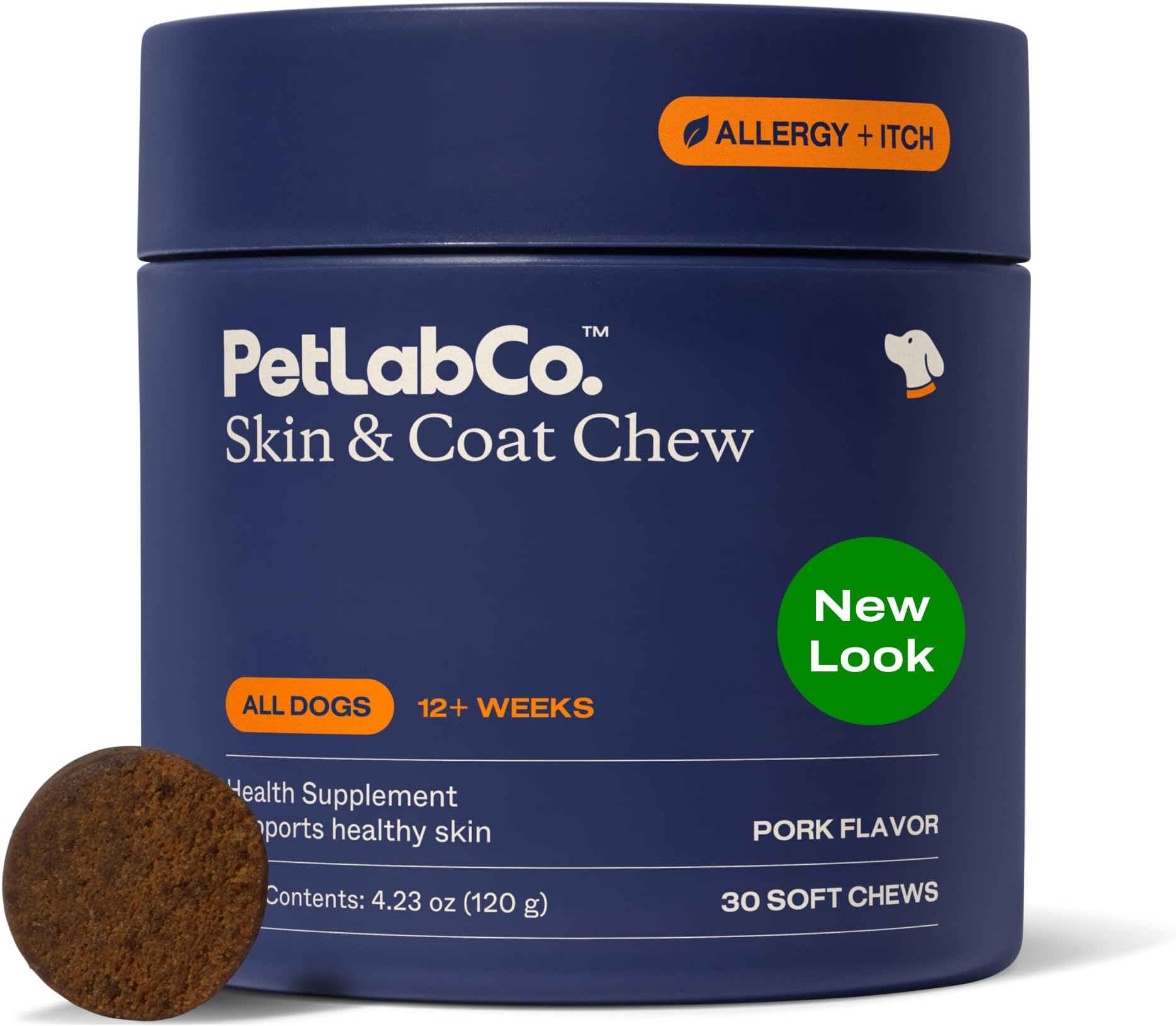 PetLab Co. Skin & Coat Chew - Optimize Scalp and Fur Condition with a Tasty Dog Chew, Packed with Beneficial Fatty Acids, Vitamins and Apple Cider Vinegar - Packaging May Vary