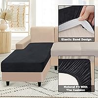 Vista 4 de NAISI Funda para Sofá Seccional 1 Pieza Funda de Chaise Lounge Separada de Terciopelo Fundas Suaves Elásticas para Sofá para Sofá Seccional Negro