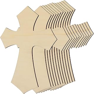 KEILEOHO 12 PCS 12 Inch Wooden Cross, Unfinished Wood Cross, Wood Cutout, Cross Decor for Crafts Halloween and Christmas Decorations DIY Project