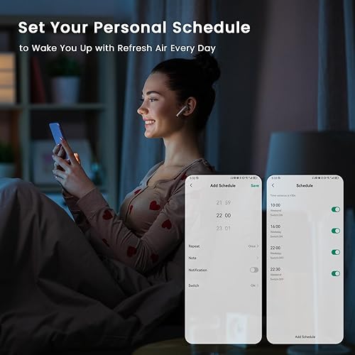 Miniatura 5 de Afloia Purificadores de aire para dormitorio, hogar, habitación grande, Wi-Fi de 2.4 GHz, filtro inteligente 3 en 1, purificadores de aire