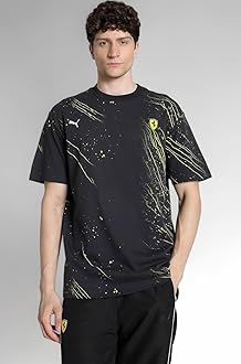 PUMA Men, Ferrari Race Color S AOP Tee, Black, L, (63048701)