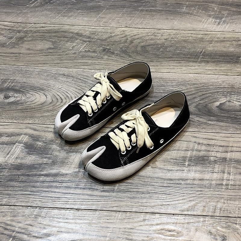 Tabi Canvas Sneakers for Women Flat Split Toe Shoes Distressed Vintage Comfortable Walking Footwear Lace Up or Slip On2