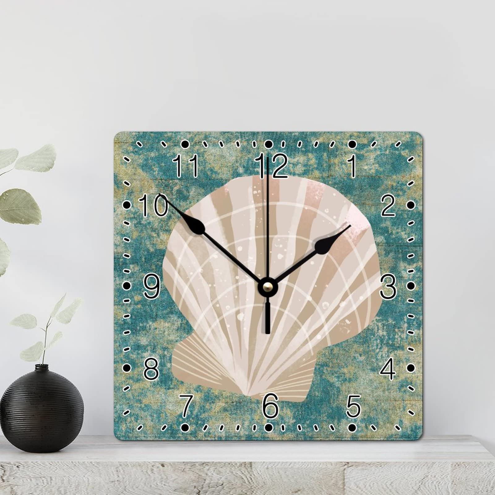 Horloge murale carrée conque 30,5 cm à piles pour décoration de salon
