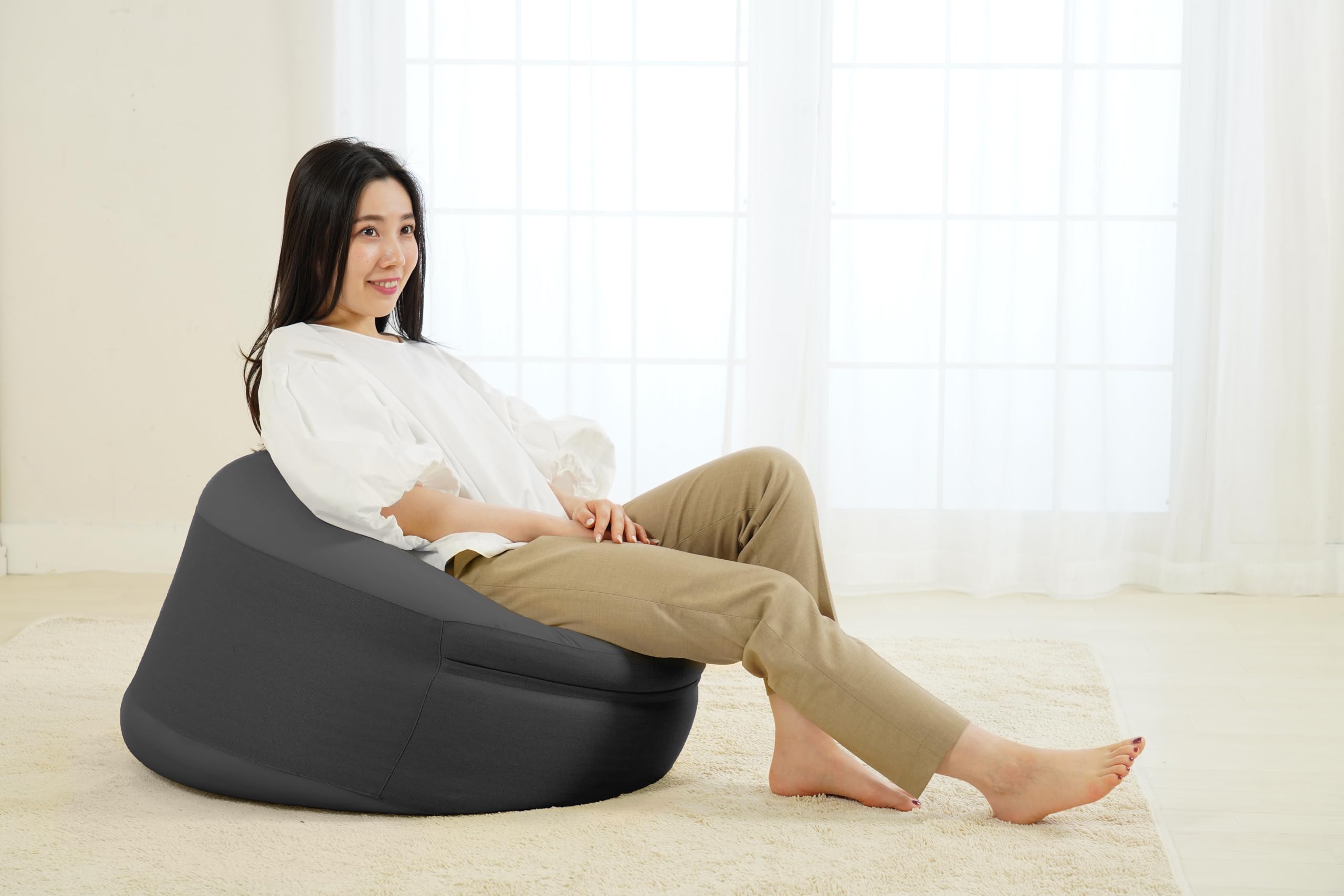 Amazon.co.jp: Out Style ビーズクッション 丸型 コンパクト 日本製 へ