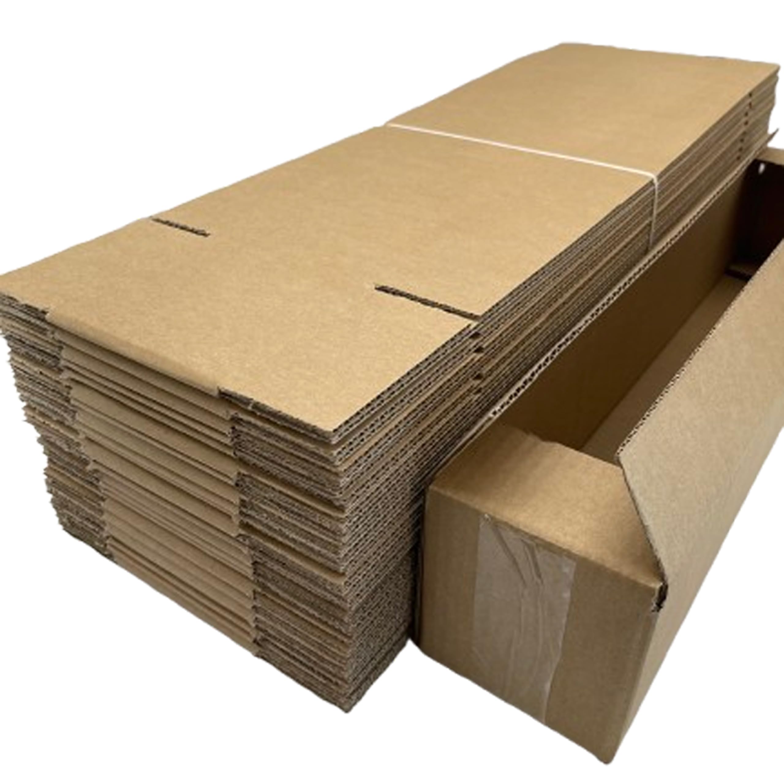 Pack 25 cajas de cartón reforzado 62x12x12 cm - Muy resistentes. Máximo aguante para envíos y almacenaje - Cajas alargadas para embalaje seguro y ecológico.