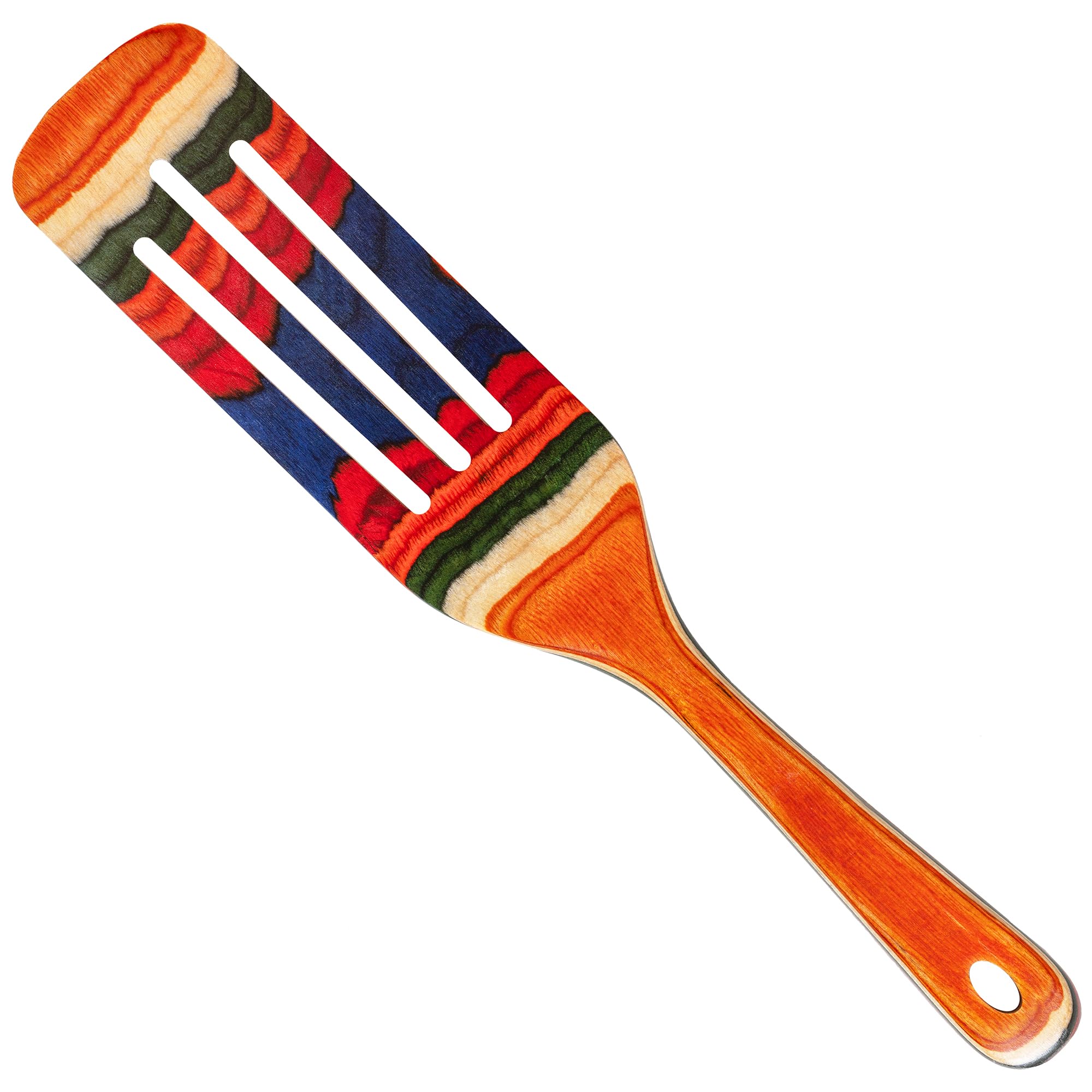 Baltique Marrakesh Collection 13" Wooden Spurtle Spatula – Colorful Birch Wood Cooking Utensil, Nonstick Safe, Versatile Stirring & Serving Tool