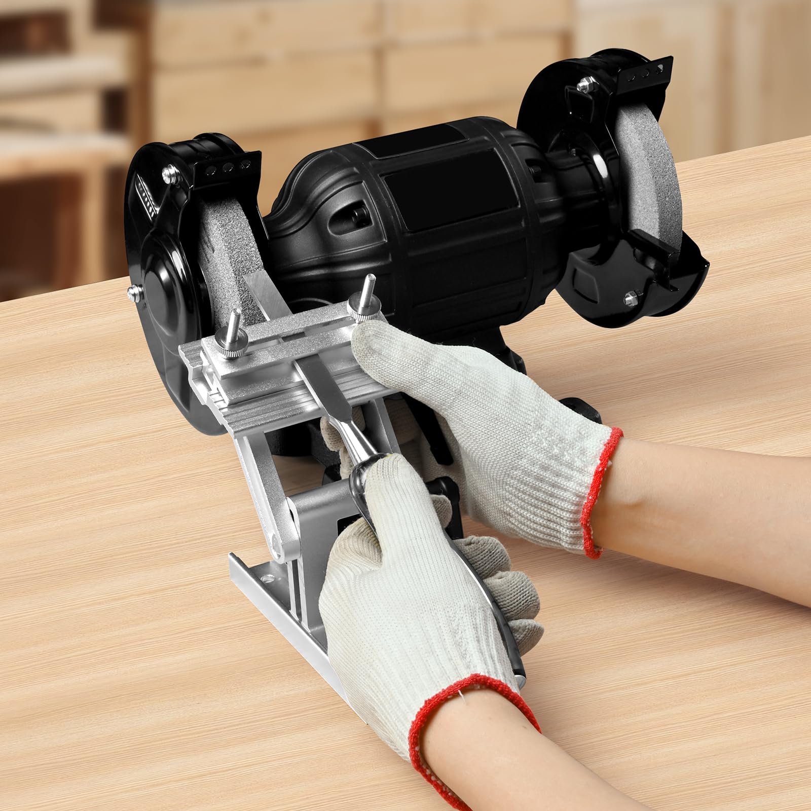 VEVOR Supporto per Affilatura, Utensili di Ricambio Regolabile per Smerigliatrici da Banco da 152 mm o 203 mm, con Slitta per Troncatura Piatta per Lame e Scalpelli Larghi 0 a 64 mm