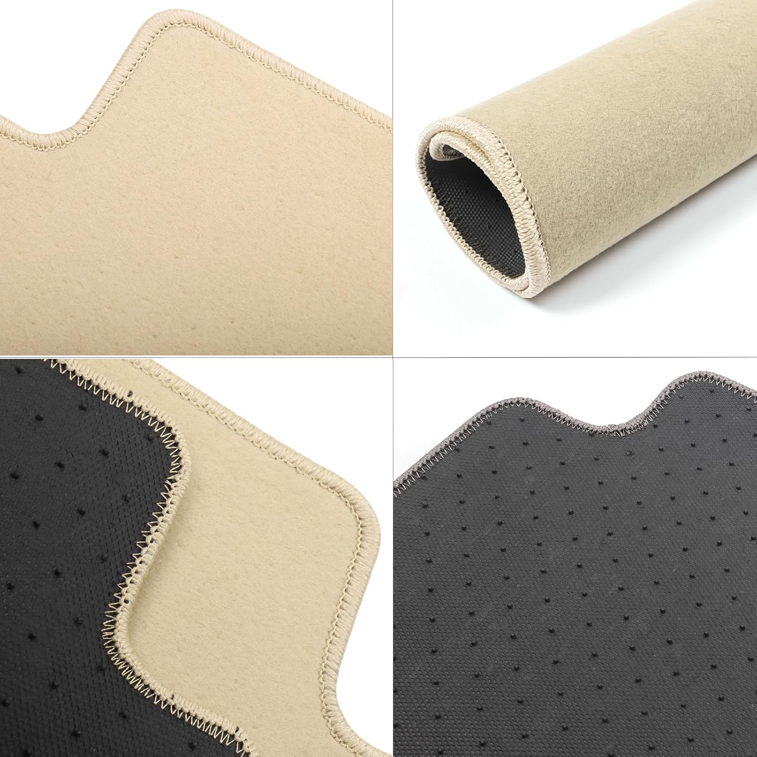 Floor Mats Compatible with BMW E46 3-Series 1999-2005, M3 Coupe 2001-2006, Front & Rear Beige 4PC Nylon Car Floor Carpets Carpet Liner by IKON MOTORSPORTS