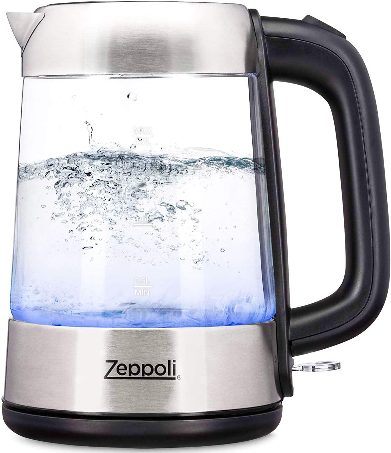 Zeppoli Electric Kettle Glass Tea Kettle (1.7L) Fast Boiling and