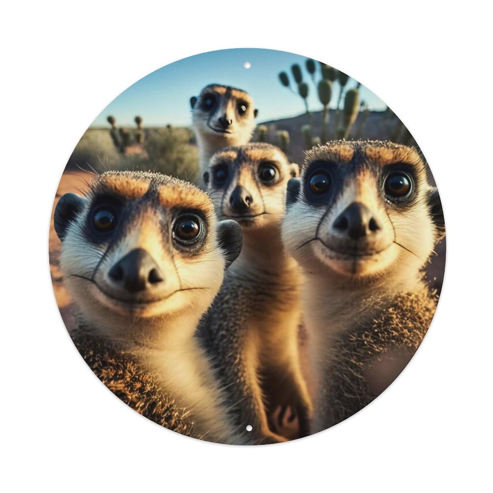 Cute Meerkat Family Selfie Animal Metal Tin Sign