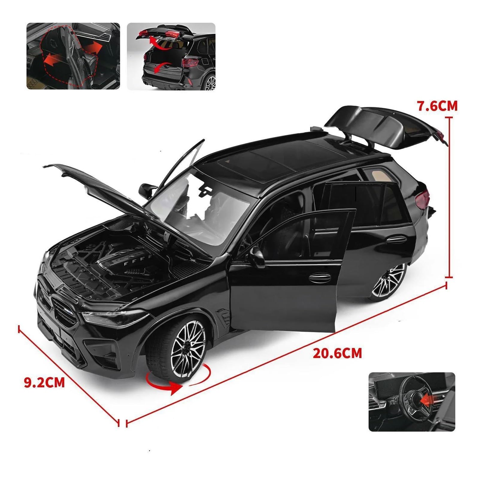 Modellini Auto Modellino Diecast Per BMW X5M X5 F95 SUV Modellino Auto | 1:24 Ornamenti Per Veicoli In Lega(Grey)