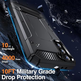 for Samsung S21 Case: Galaxy S21 Case with Screen Protector, Military Grade (Heavy Duty) 360 Rotatable Kickstand Shockproof Protective Cases for Samsung Galaxy S21 (Black)