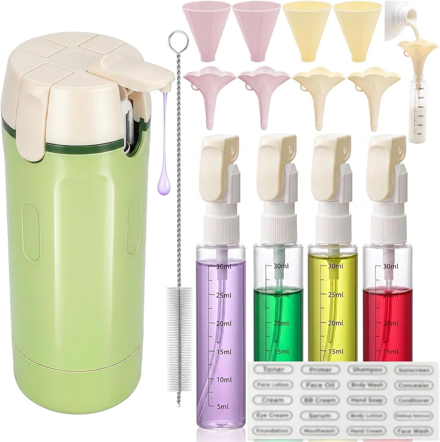 4 in 1 Travel Dispenser Bottle 4x30ml Leakproof Toiletries Containers Set