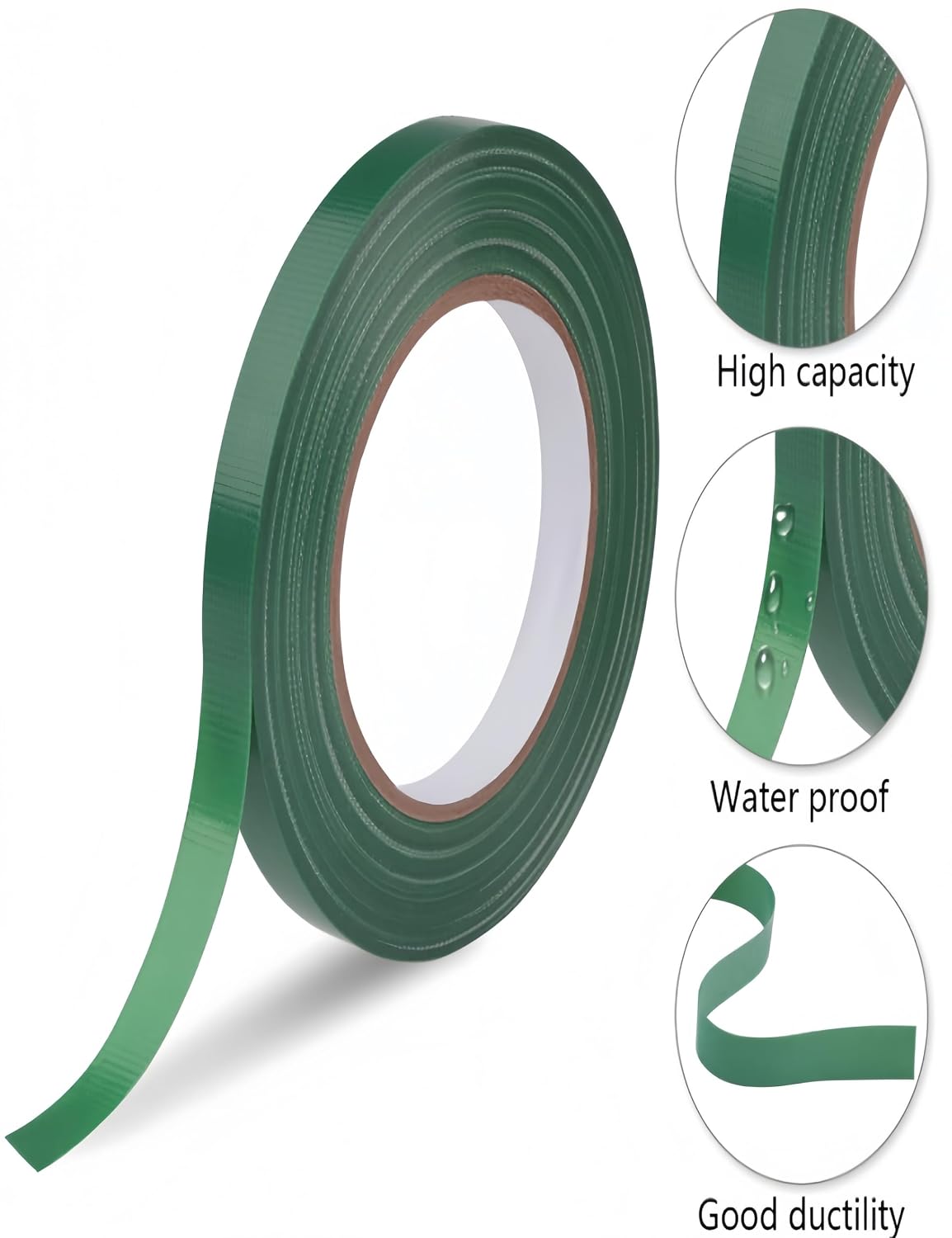 4Roll Green Floral Tape,Waterproof Florist Tape 1/4In Wide Flower Wrap Tape,Floral Tape for Fresh Flower Bouquet Wrap/Flower Arrangements Crafts(100Ft/33Yd)