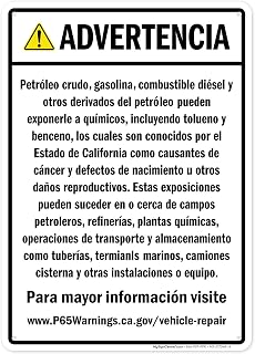 Warning Crude Oil Gasoline Diesel Fuel Other Petroleum Products Spanish Sign, 10X14 Inches, 55 Mil Thick Hdps (High Density Polystyrene), Made In Usa By My Sign Center