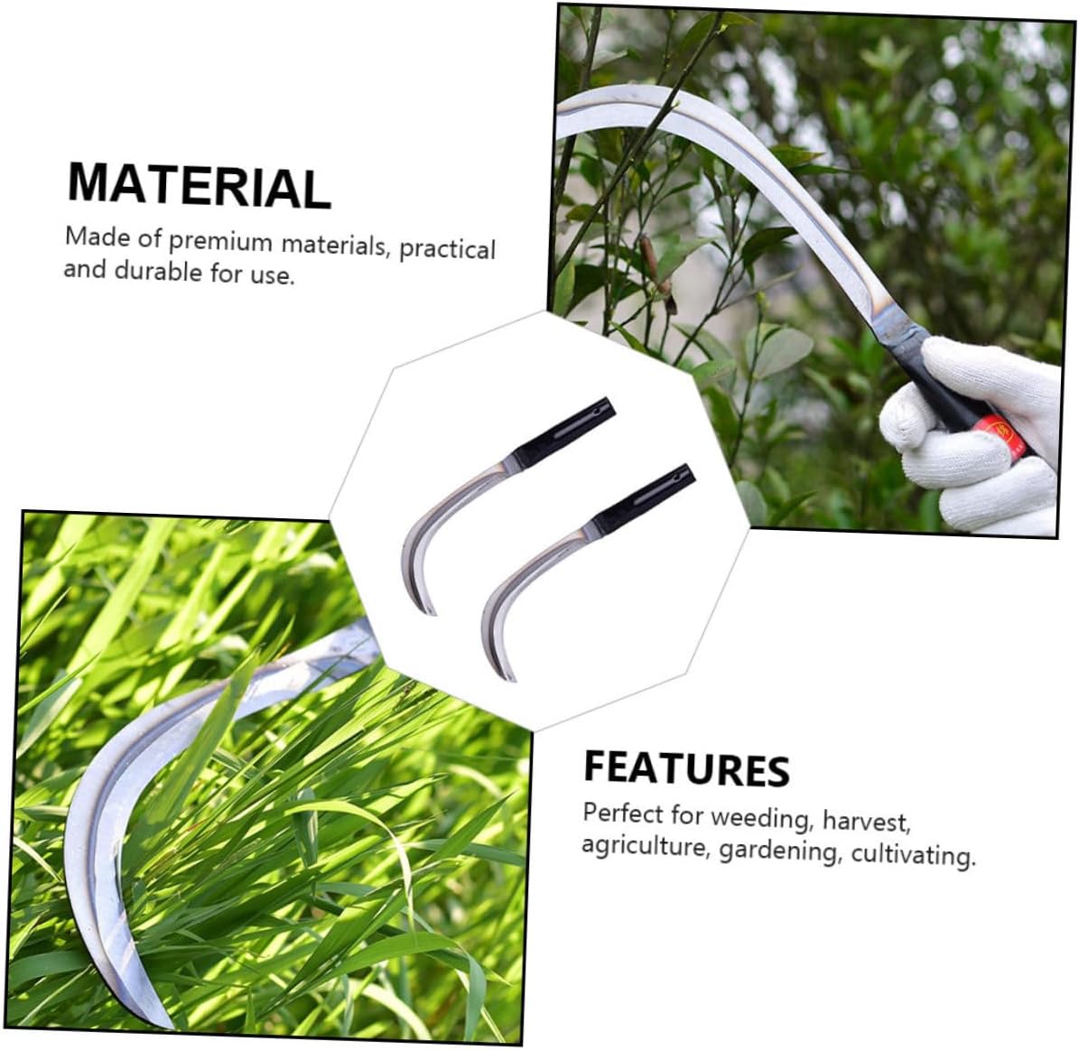 POPETPOP Agricultural Rustproof Reaping Gardening Supply Weeding Reaping Hook Gardening Mowing Harvest Steel