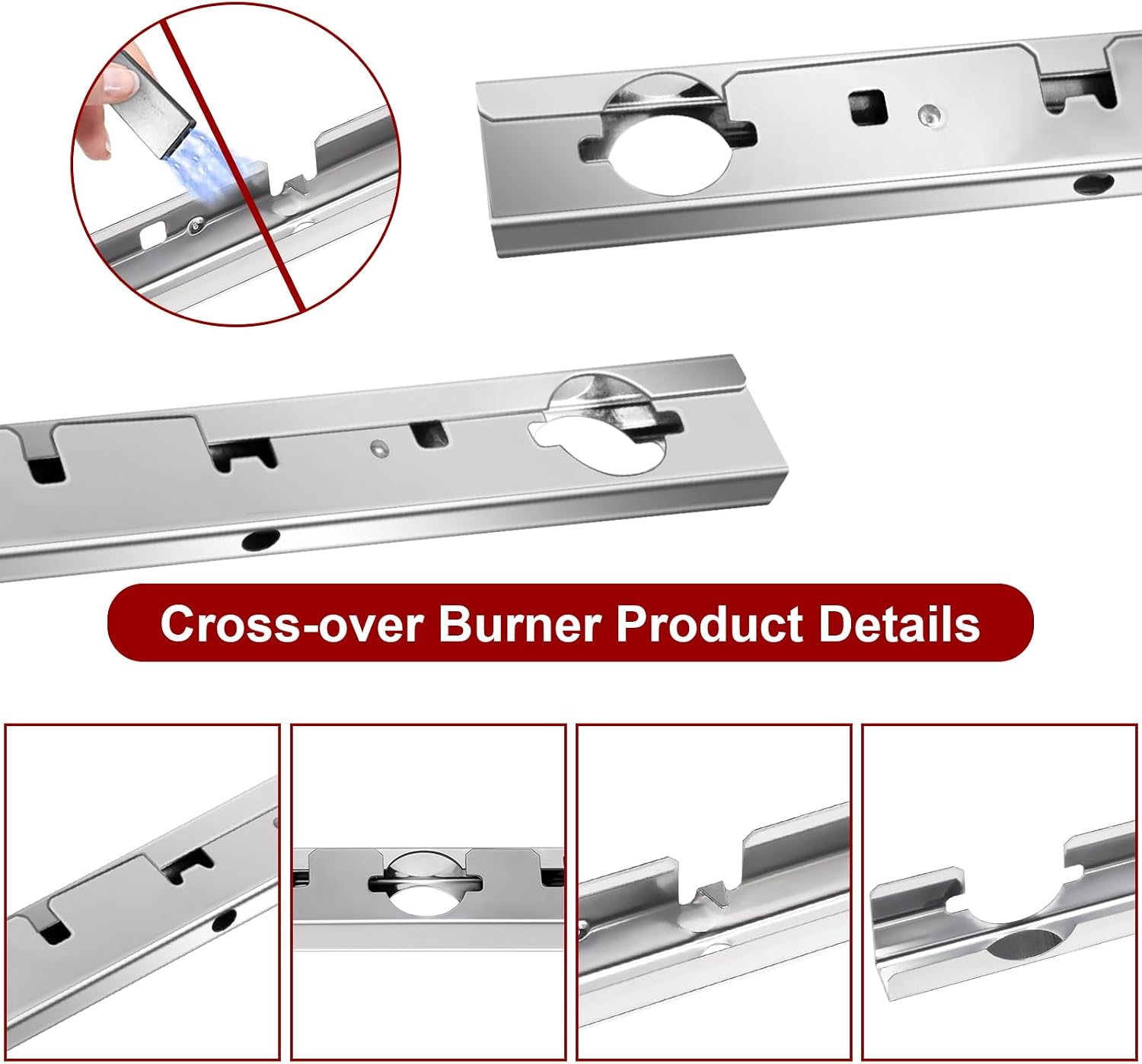 Hiorucet Grill Parts for Broil King 9468-54, 9468-57, 9864-27, 9864-54, 9864-57, 9865-24, 9865-27, 9865-54, 9865-57, Signet 20, Signet 320, Signet 40, Cross-Over Burner for Broil King Grill Parts