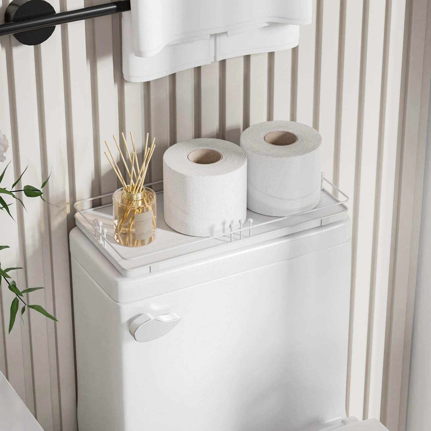 Toilet Paper Basket, Bathroom Basket for Counter Toiletries Towel Decor TP, Toilet Tank Tray, Guest Back of Toilet Organizer Storage, Vanity Tray for Perfume Makeup, Kitchen 13”x6.5” White - Image 4