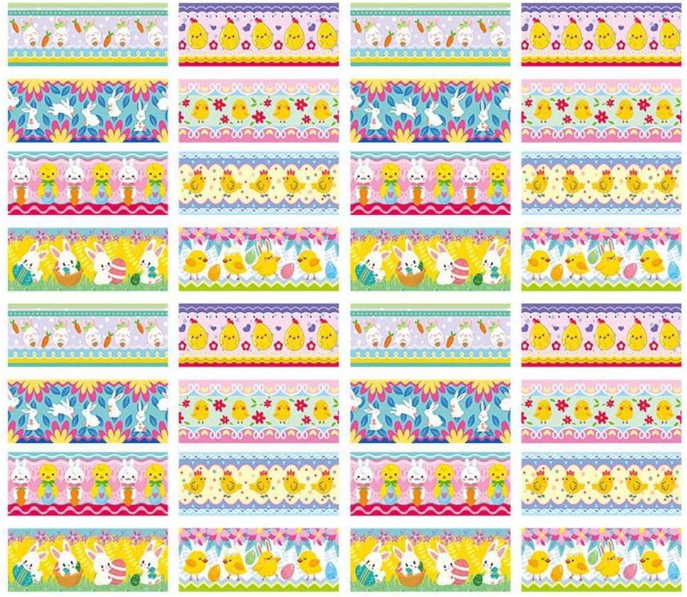Easter Egg Wraps,Heat Shrink Wrap Sleeve Decoration,Cute Bunny Easter Egg Stickers,DIY Craft Heat Shrink Film Easter Egg Wraps Decoration(50pcs)