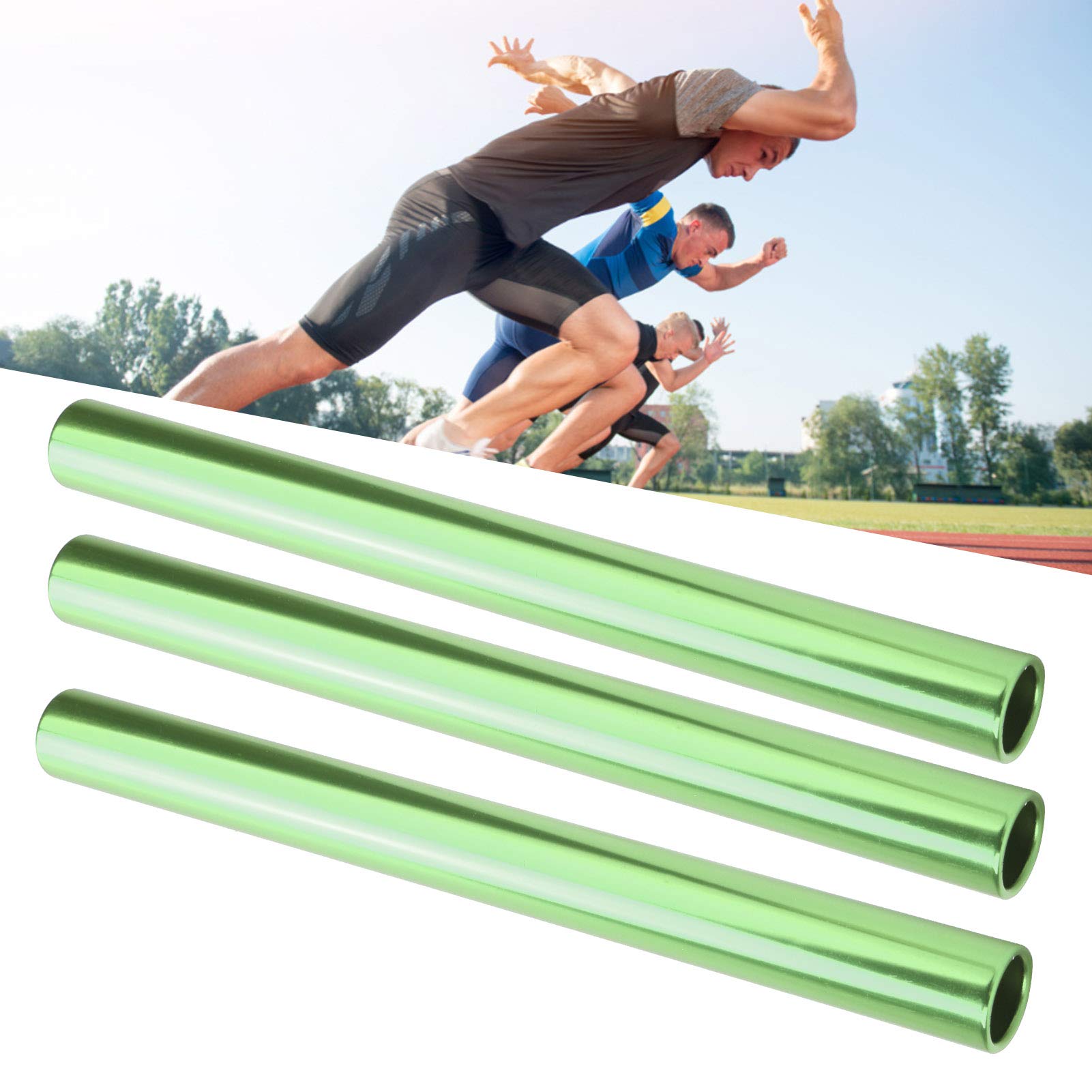 Bastoni per Staffetta Atletica Leggera in Alluminio, Corsa di Gara (Green)
