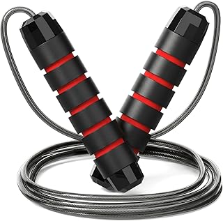 Cuerda de saltar de alambre de acero ajustable para fitness, cuerda de saltar de velocidad pesada para entrenamiento en casa y gimnasio, cuerda de ejercicio duradera