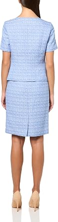 Le Suit Women's Short Sleeve Square Neck Textured Jacket & Skirt, 2pc Set