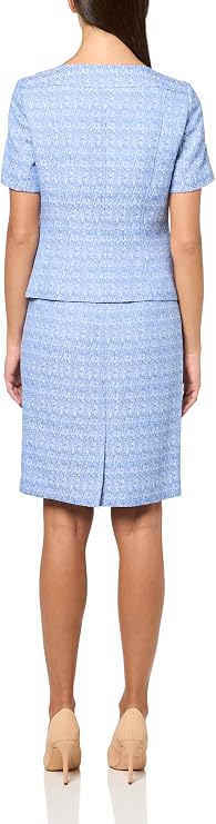 Le Suit Women's Short Sleeve Square Neck Textured Jacket & Skirt, 2pc Set