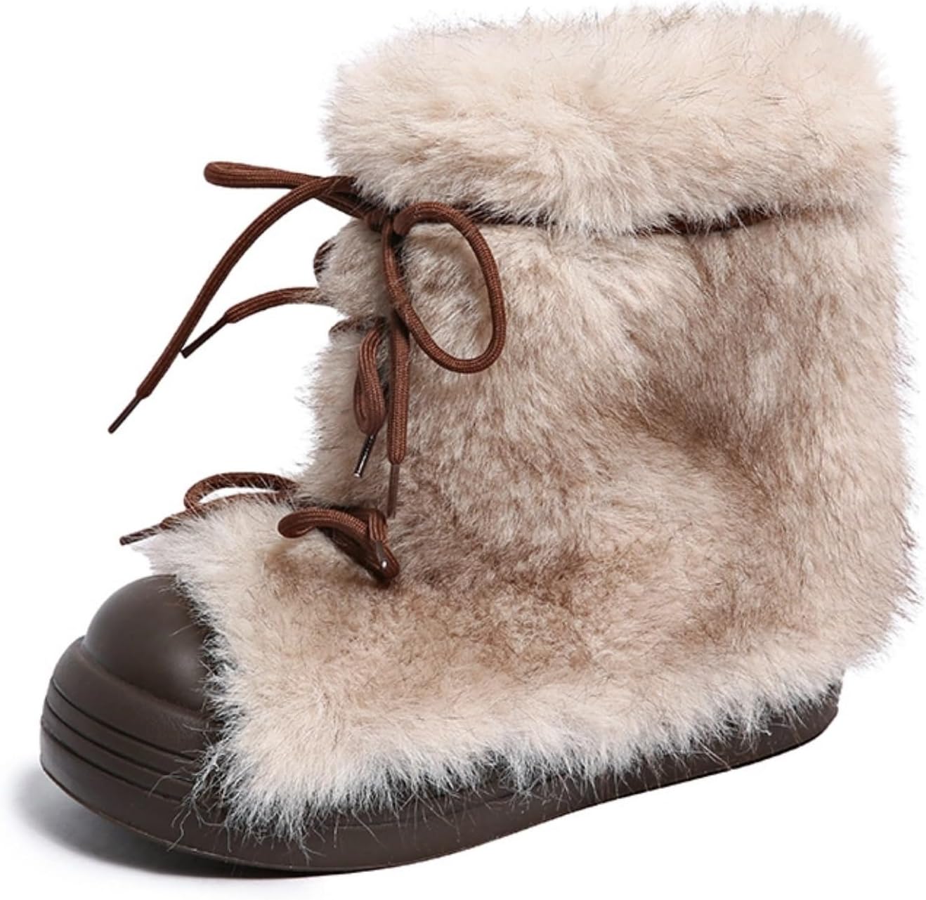 Women's Faux Fur Boot Snow Shoes 1.5-Inch Platform Fuzzy and Plush Warm Winter Y2K Aesthetic Cute Stuff