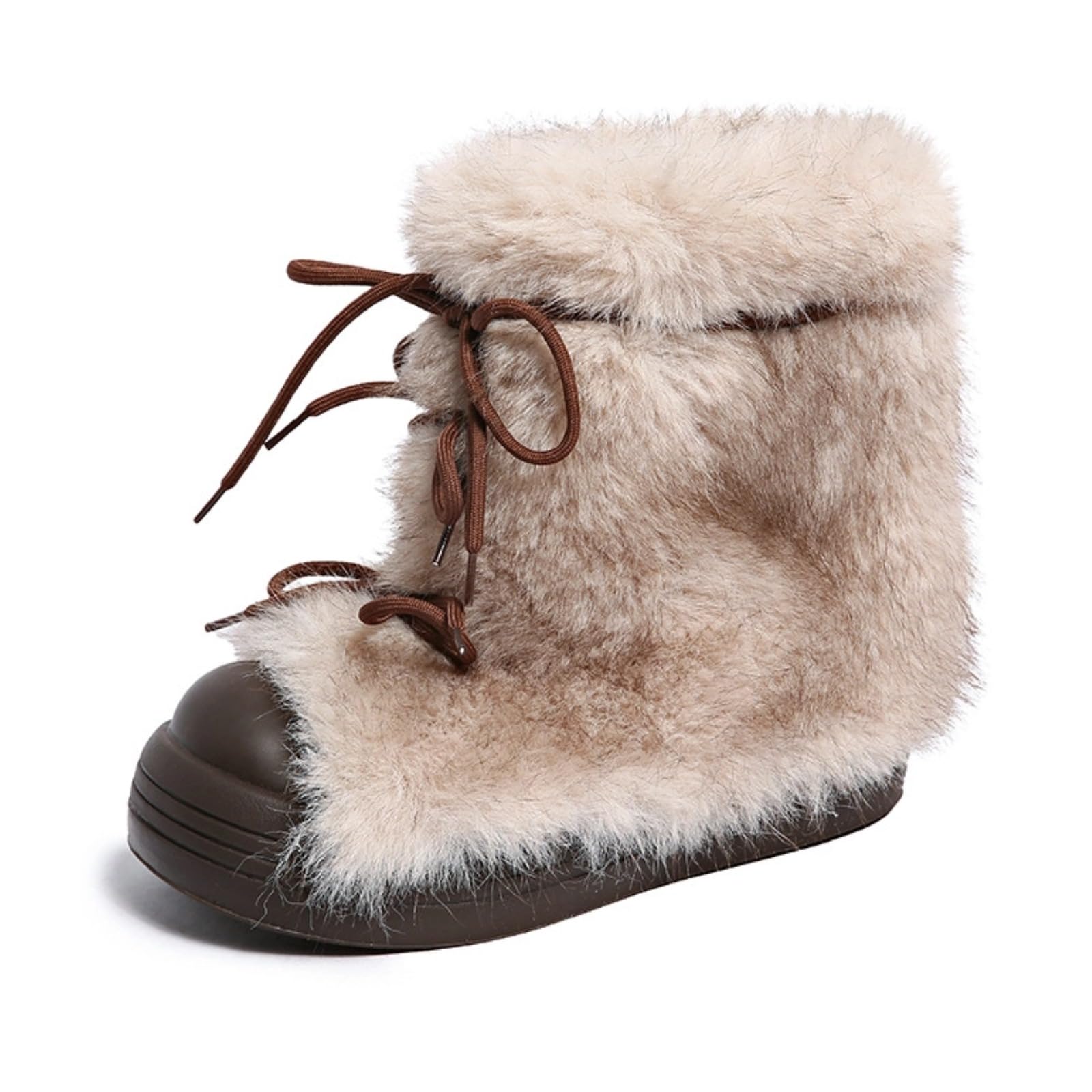 Womens Faux Fur Boot Snow Shoes 1 5-Inch Platform Fuzzy and Plush Warm Winter Y2K Aesthetic Cute Stuff