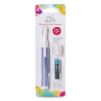 Plum Beauty Hair Trimmer, Dual Trimming System, Safe for Any Body Part, Extra Fine Blade, Dual Length Comb Attachment