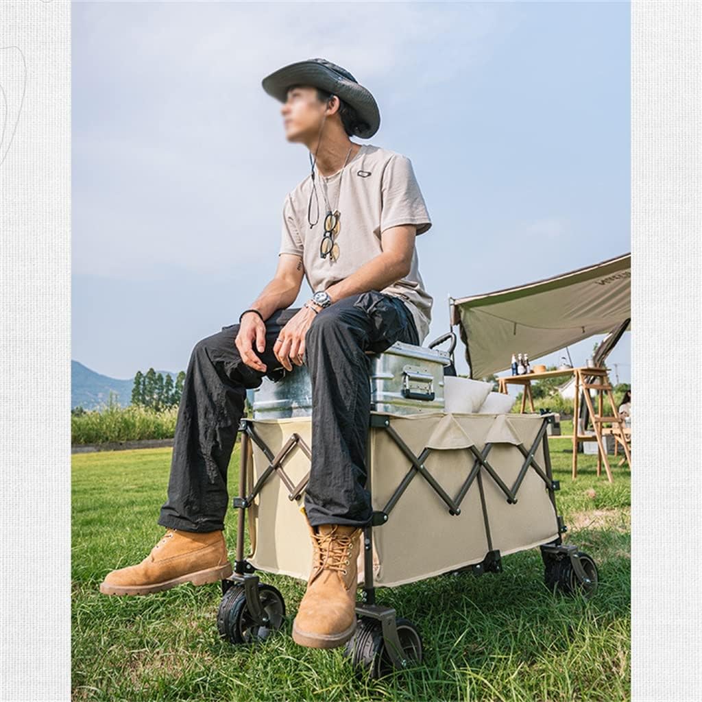 Camping Cart 80L Folding Trolley Portable Shopping Pushcart Outdoor Picnic Beach Wagon Trailer Car