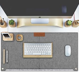Tizum Extended Mouse Pad Desk Mat, 25x13 inch (63.5x33 cm) Felt Surface with 2 Pockets & Leather Label|Anti-Skid Base,Writ... Price In India