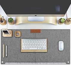 Tizum Extended Mouse Pad Desk Mat, 25x13 inch (63.5x33 cm) Felt Surface with 2 Pockets & Leather Label|Anti-Skid Base,Writ...